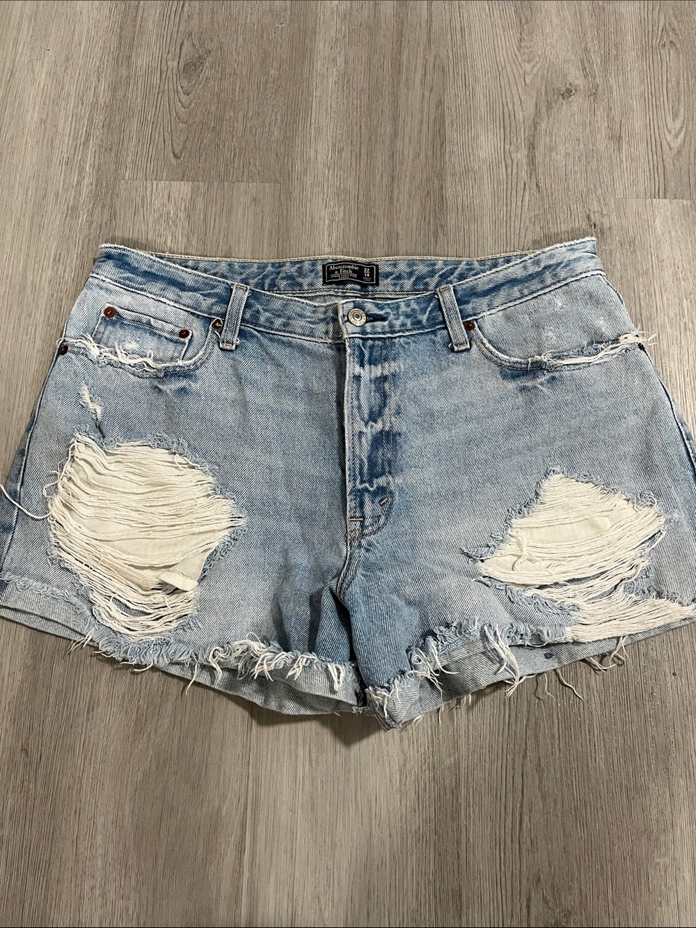Abercrombie & Fitch Light Blue Distressed Denim Cutoff Shorts